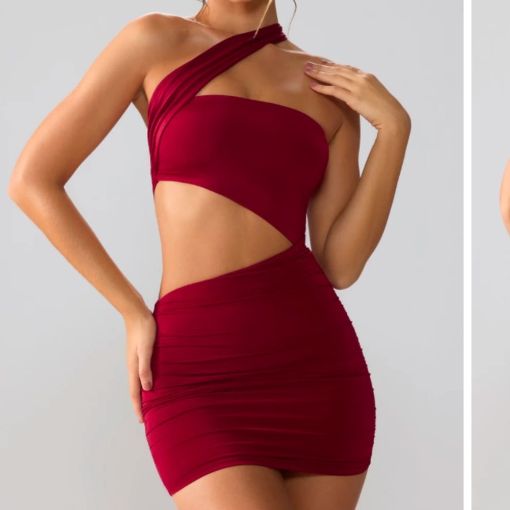 Slinky Jersey Ruched Cut Out Mini Dress
